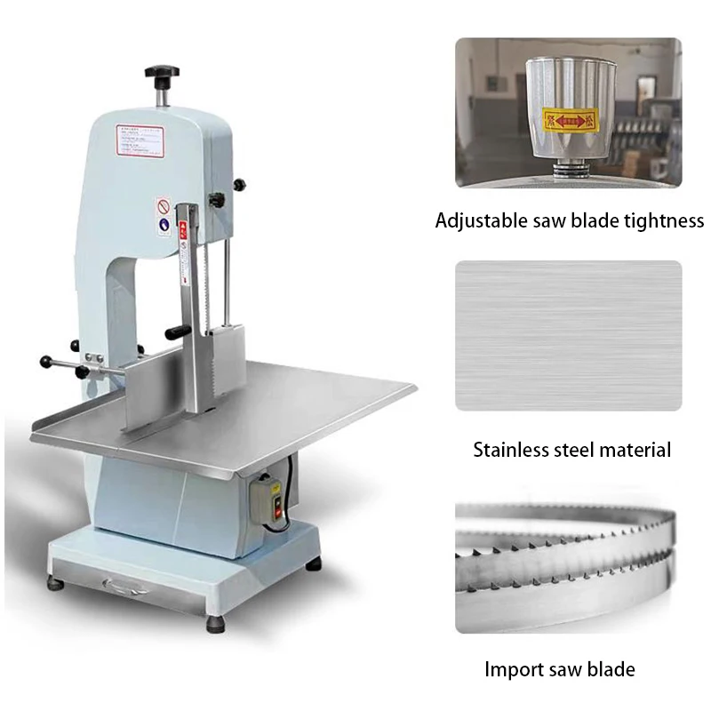 Commercial Electric Meat Band Saw Bone Saw Machine Cutter Heavy Duty Frozen Meat Frozen Fish Steak Cutting Stainless Steel
