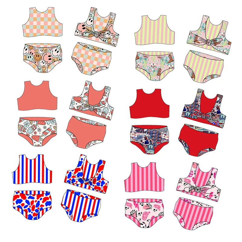 0-16 Years Kids clothing Custom hot sale kids Two pieces Reversible swimsuits Girls beach wear