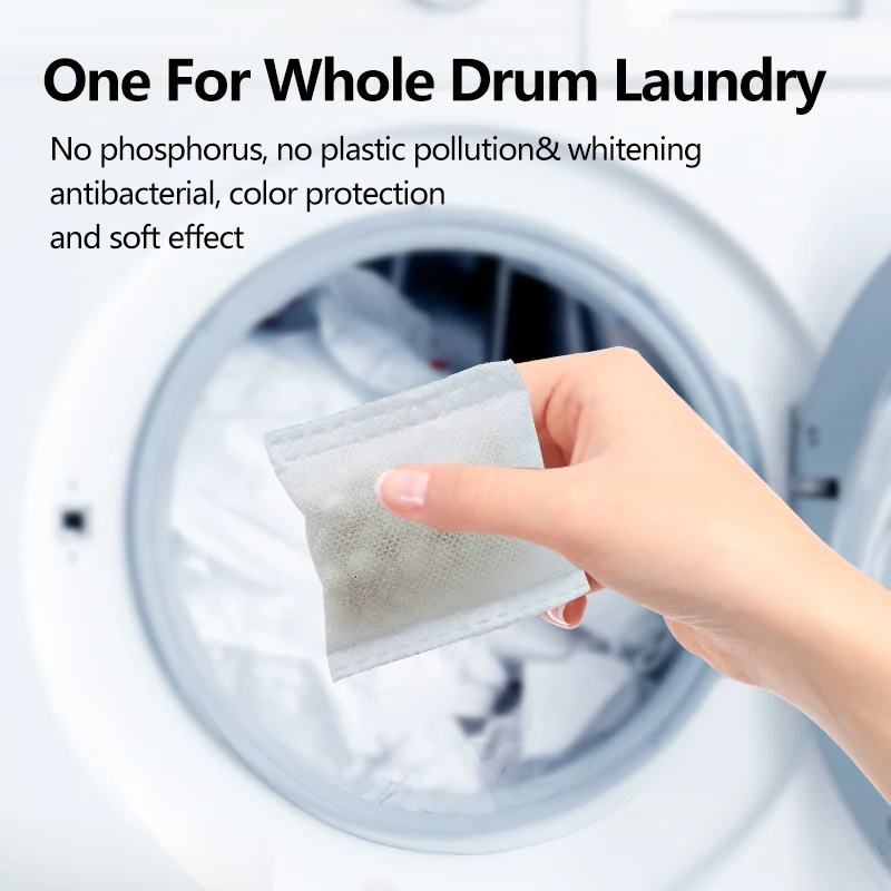 6 in 1 color lock super cleaning softening and whitening scented laundry detergent pellets peas pack in non-woven sachet