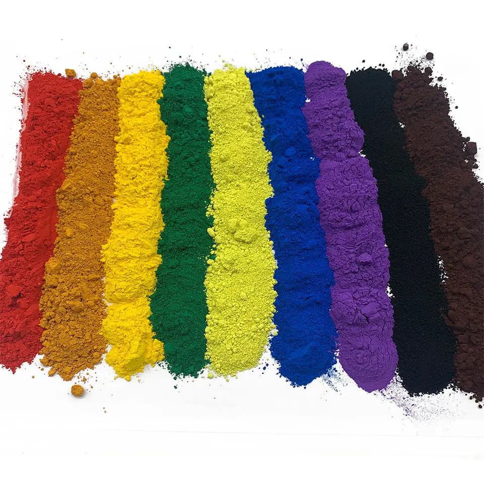 Factory Price Fe2O3 Colorchem Resin Color Red black/yellow/green pigments 110 130 190 Pigment Powder Oxide Iron color  Cement