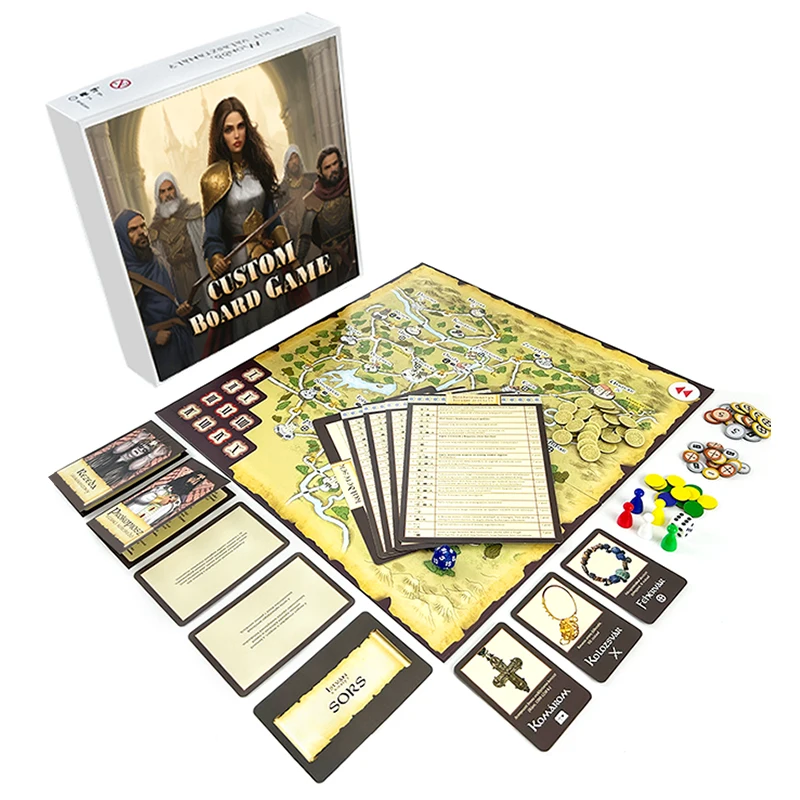 Настольная игра на заказ Складная семейная бумажная настольная и печатная коробка для семейного путешествия с кубиками