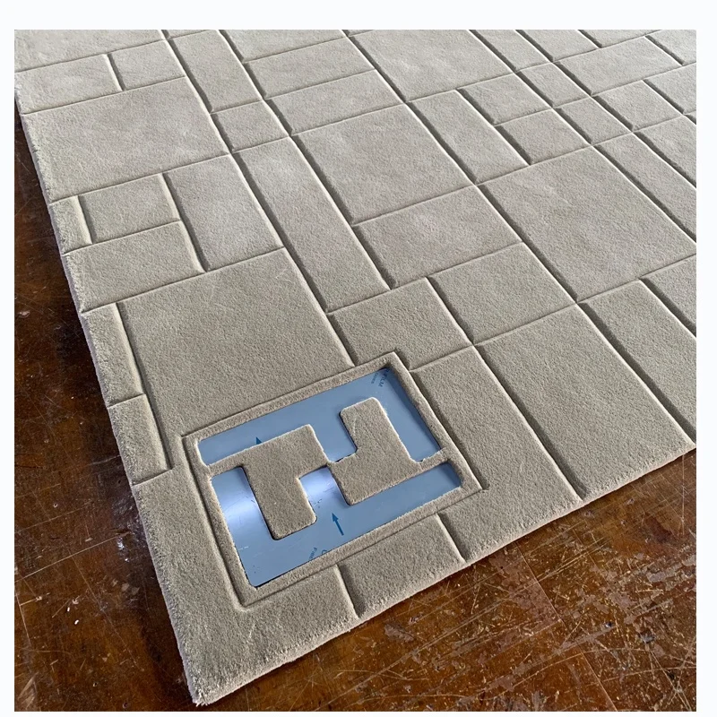 High quality hand tufted 3 d grey carpet large living room area rug wholesale wool acrylic f f metal custom logo carpet