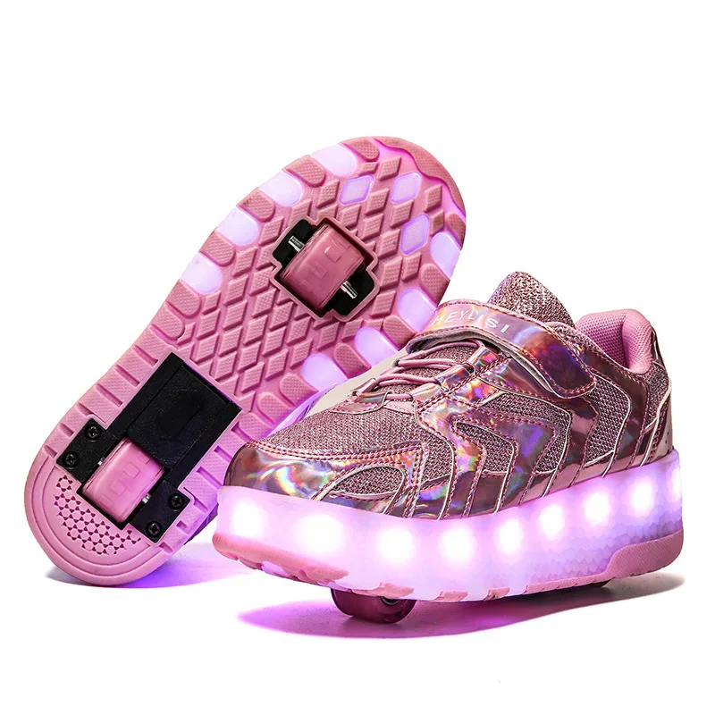 Kids Glowing Girls Sneakers with wheels Led Light up Roller Skates Sport Shoes Outdoor Fashion Luminous Shoes For Kids Boys