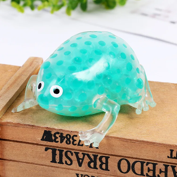 YIWU ALLSHINE  New Design Frog Shape TPR Squishy Beads Stress Release Anti Stress Ball Colorful Beads Squishy Stress Toy