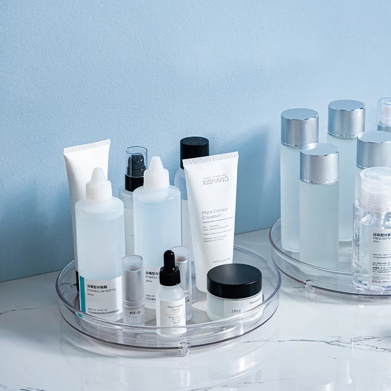 1/2Tier Transparent Plastic Lazy Susan Kitchen Spice Rack Makeup Storage 360 degree Turntable Rotating Seasoning Organizer