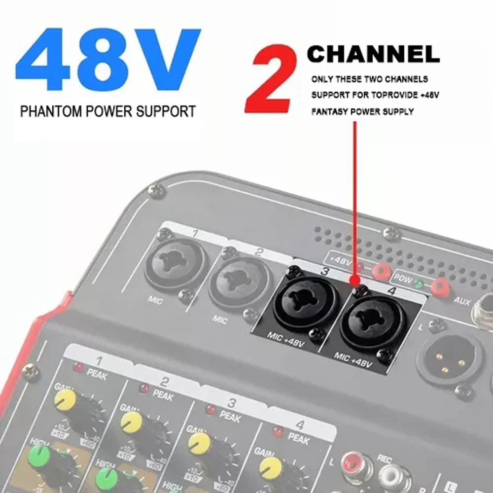MG-06CX Dual Channel 48V Music Professional Recording Mixer Console Audio Suitable for Concerts etc
