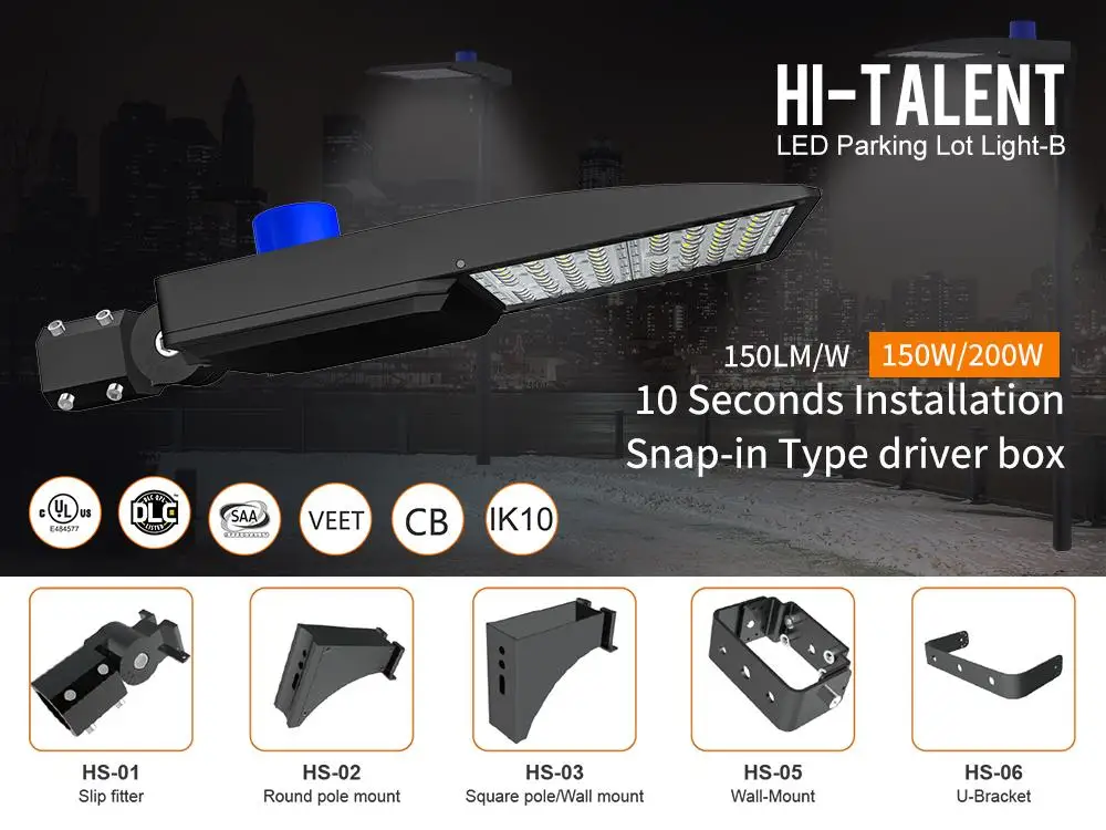 Hishine Group светодиодное уличное освещение для парковки водонепроницаемое IP67 высокое Paluminum5050 UL DLC светодиодные уличные фонари