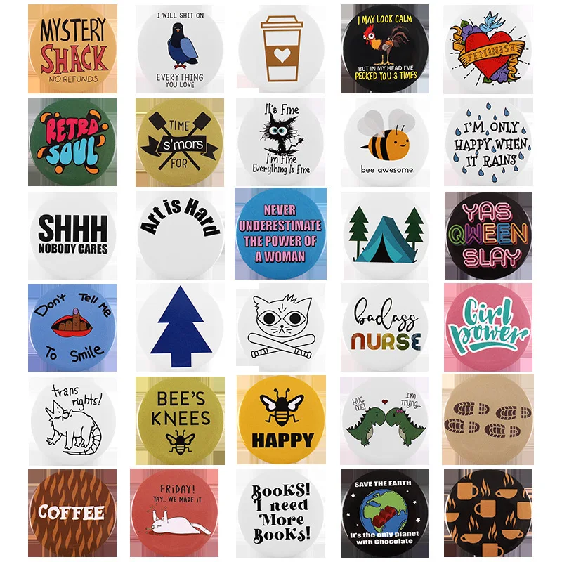 Round Pin Badge Button Badge Tin Material Blank 44mm Metal Printed Mesh Tinplate Star Shape Button Badges