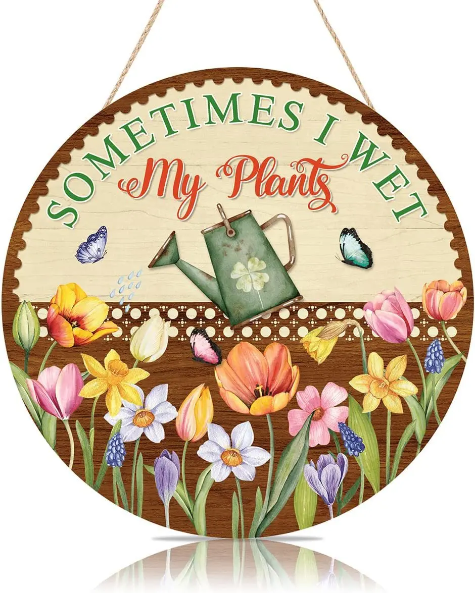 Round welcome hanging plate wooden signboard on the front door  rural wind farm UV printing decor wall decoration