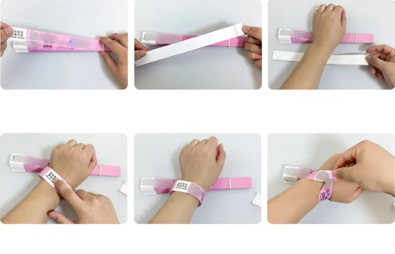 HXY Custom Promotional Complicated Pattern Disposable Record Id Information Paper Bracelet Blank Tyvek Wristband Printing