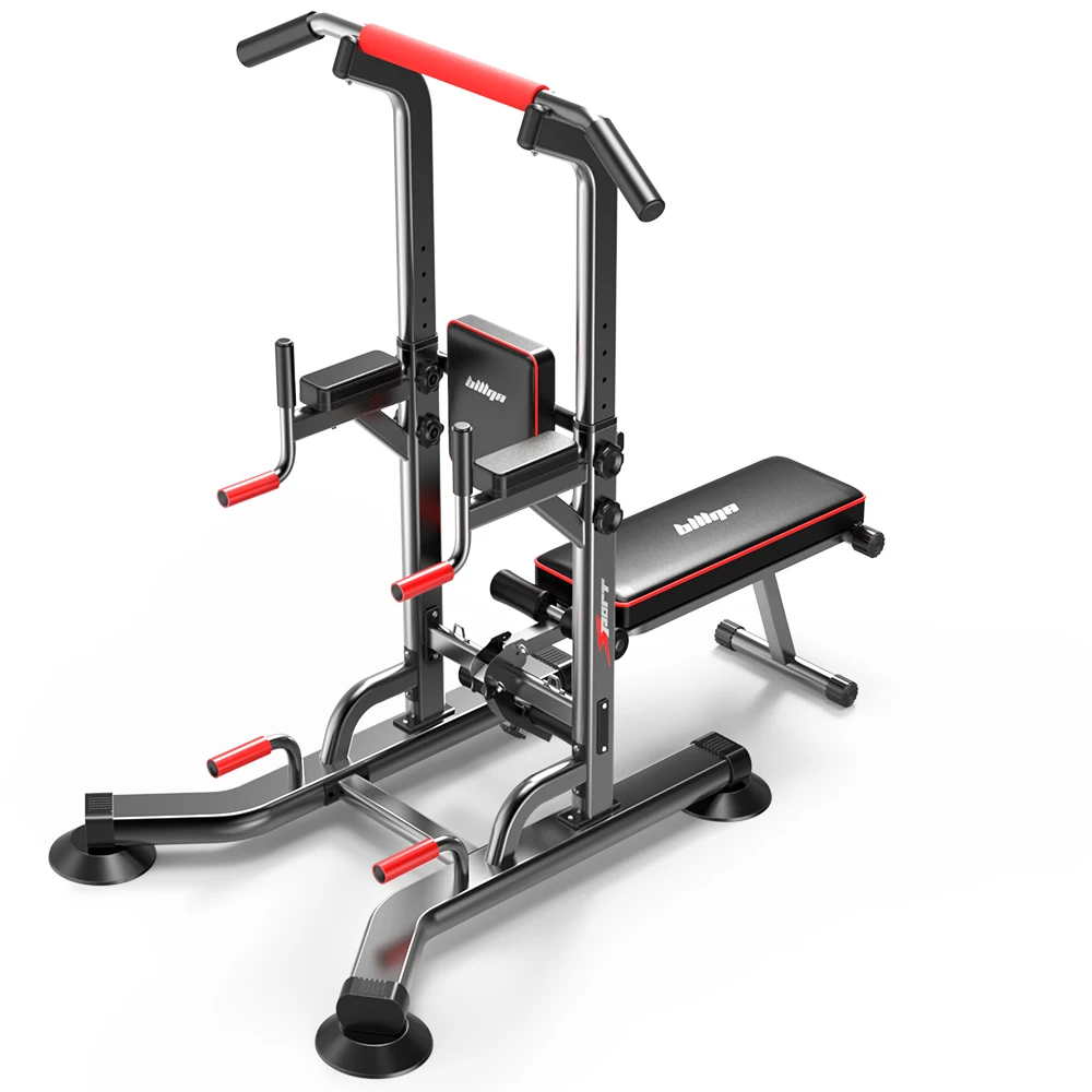 Home Use adjustable Multi Function Single Bar Pull Up Station Power Tower With Weight Bench