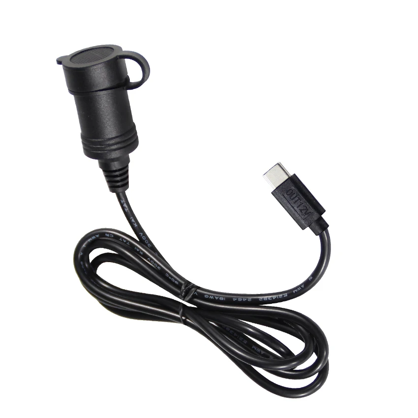 12V Type C Pd Cable Cigarette Lighter Socket Female Power Converter Step Up Cable