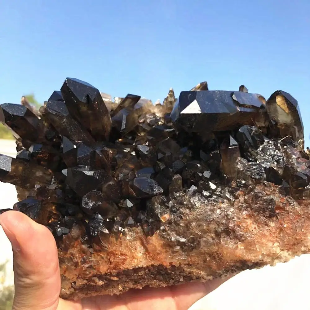 Wholesale natural raw smokey quartz tea crystal cluster for decoration