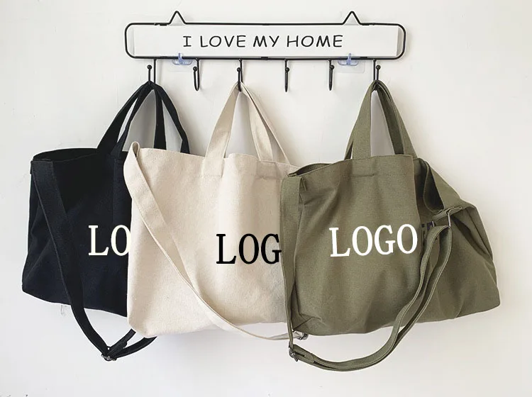 Wholesale Good Quality Design Printed Blank Black Reusable Cotton Canvas Hand Women Custom Shopping Tote Bags With Logo