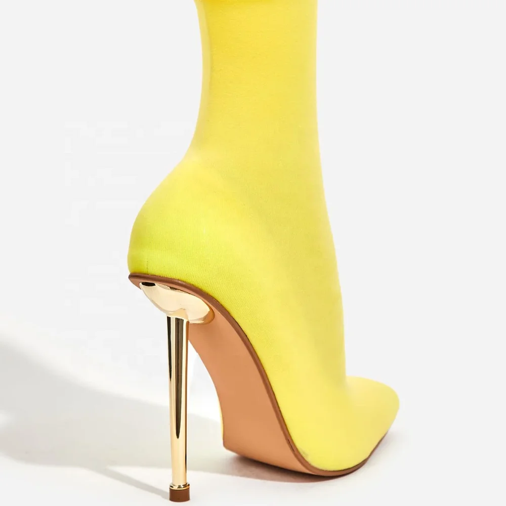 Knit mesh upper pointed toe sexy Lady high heel boot