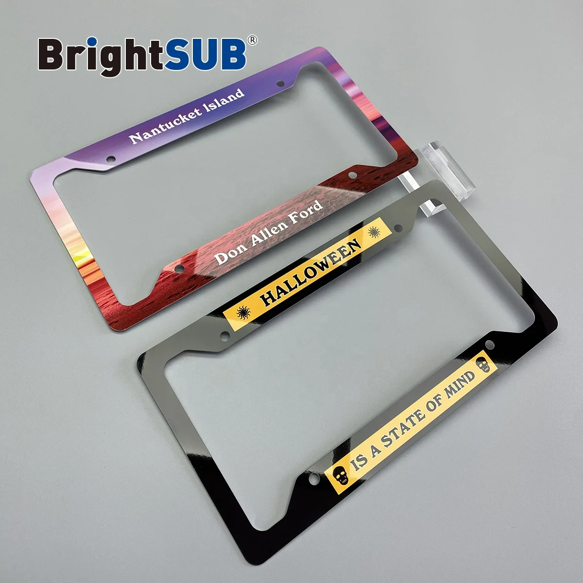 LS-CLF001 Sublimation Aluminum License plate frame auto sublimation metal blanks car license plates gloss white printing frame