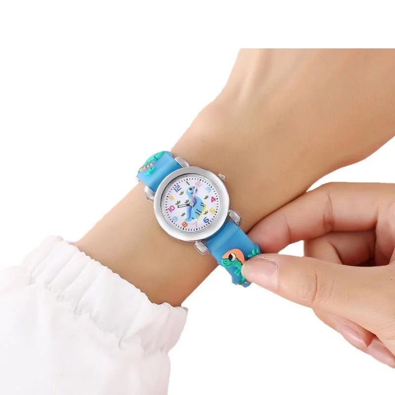 D-04023 Cute cartoon dinosaur student quartz electronic watch 3D cartoon pattern silicone PVC strap watch