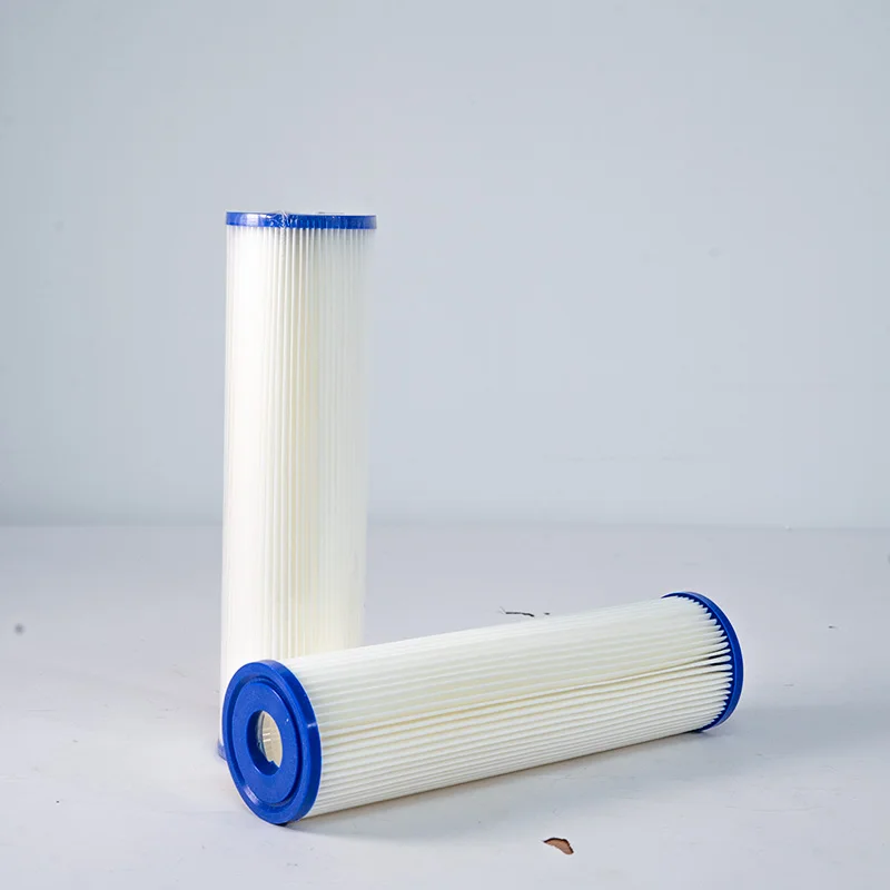 Washable 2.5x10 Pleated Poly Sediment Water Filter Cartridgel filter bags fabric  sponge 5/10/20 Micron for Household and Hotel
