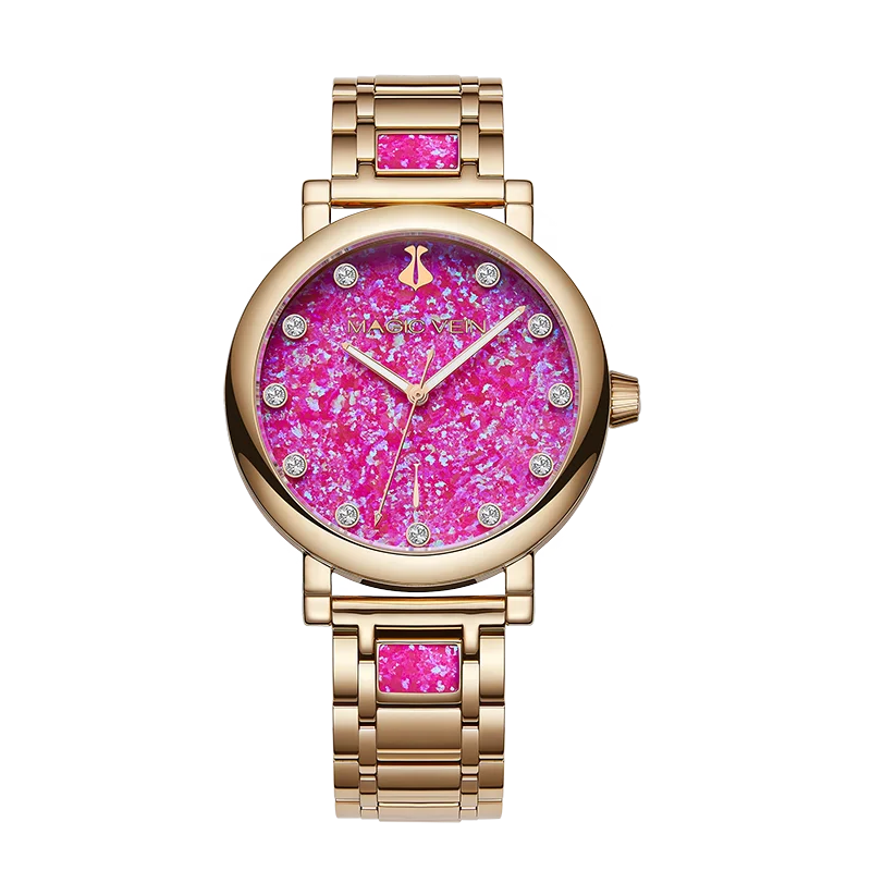 New Fashion Mimosa Opal Dial Stainless Steel Swiss Quartz Movement Sapphire Crystal Super Luminous Waterproof Watch For Women