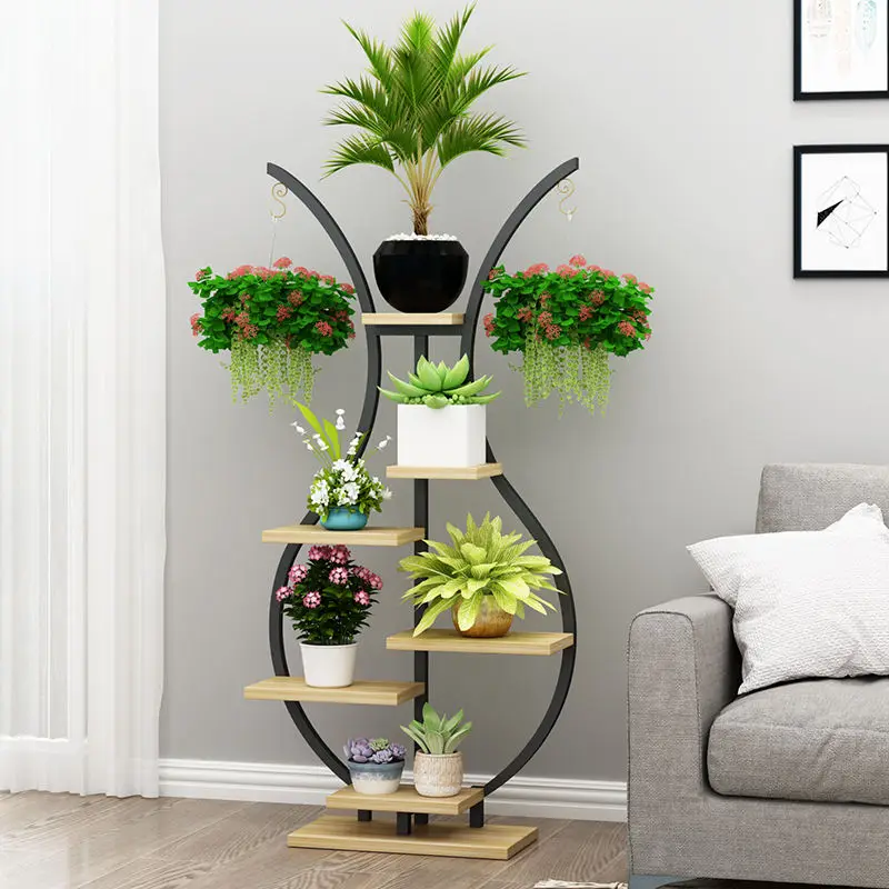 Wholesales Flower Stand Living Room Floor Wrought Iron Multi-Layer Rack Home Flower Plant Display Rack Stand