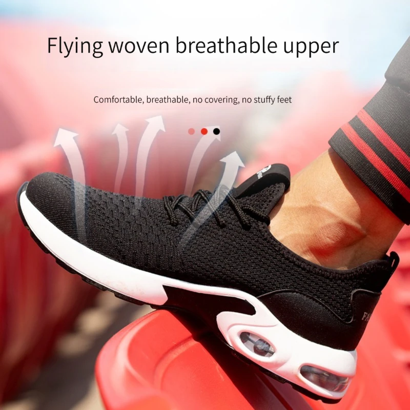 Anti Puncture Anti Slipping labor protection breathable  steel toe walking hiking casual safety boots shoes men lightweight