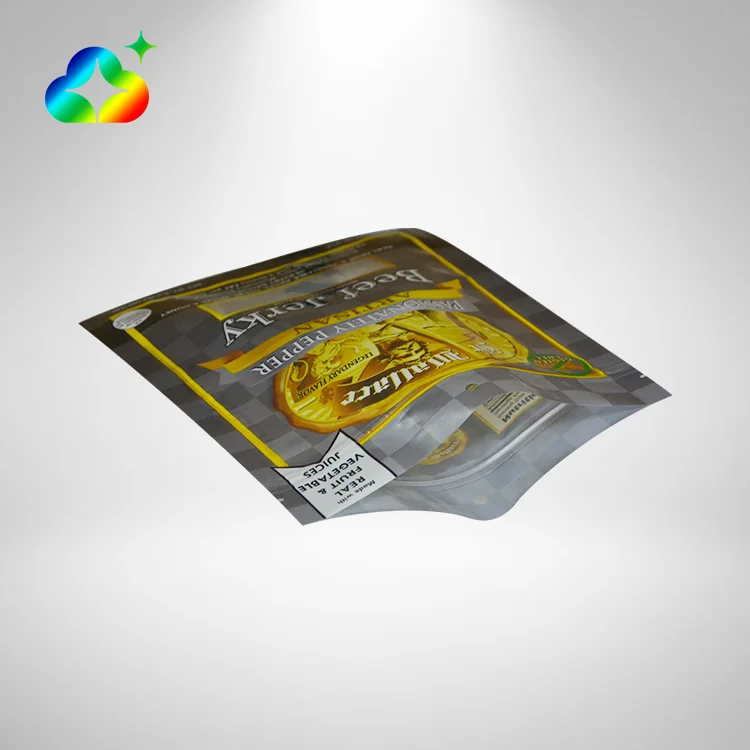 Customized Logo Food Packaging Pouch Small Clear Window Zipper Plastic Ziplock Bags For Pork Beef Jerky