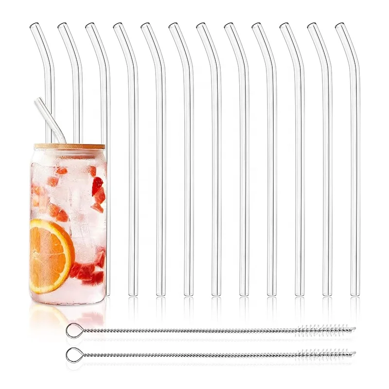 Многоразовые прозрачные стеклянные соломинки термостойкие коктейли