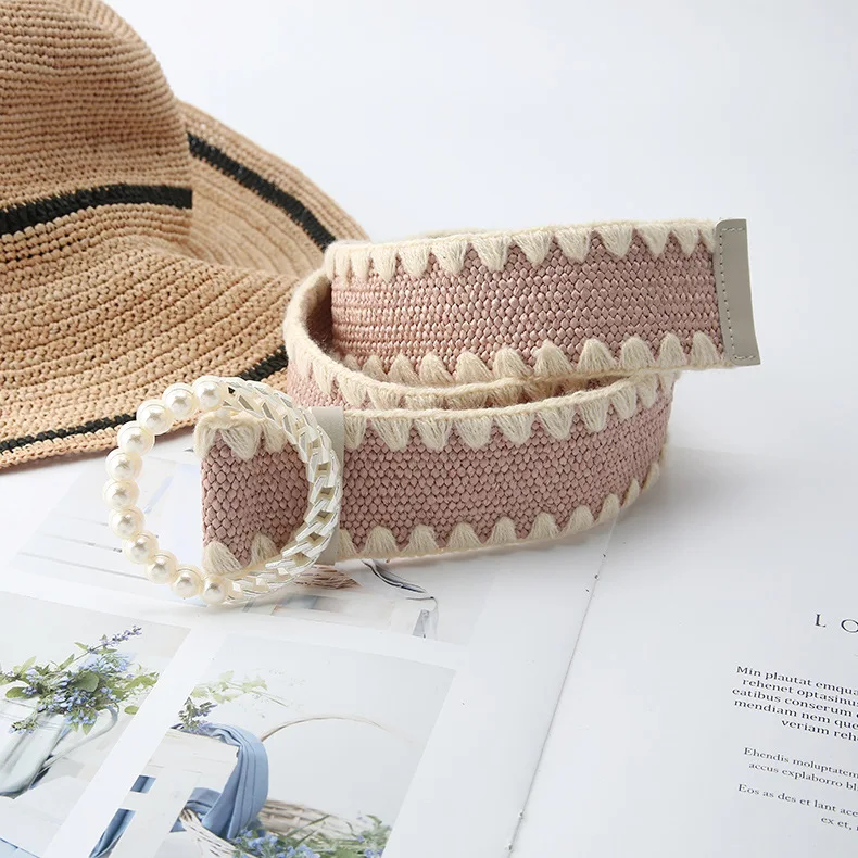 Wholesale High Quality Bohemian Belt Smooth Buckle Wide Belt Woman Woven Belt For Dress