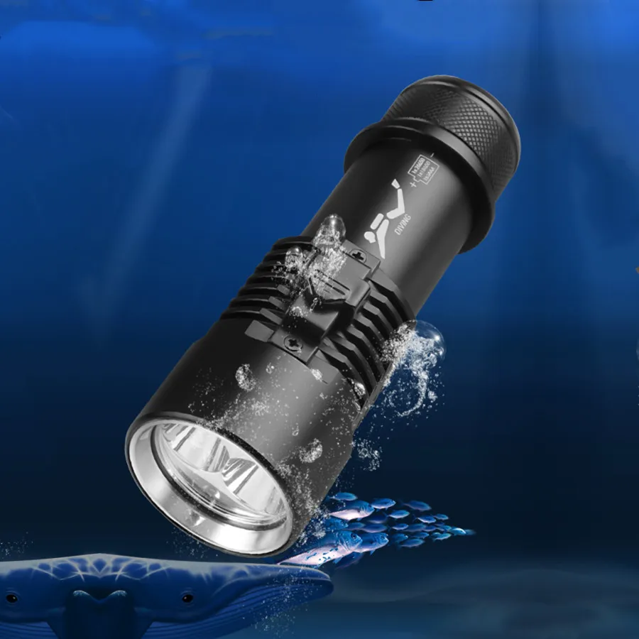 New Powerful XHP70 yellow light underwater diver flashlight torch waterproof Scuba rechargeable 18650 camping diving light