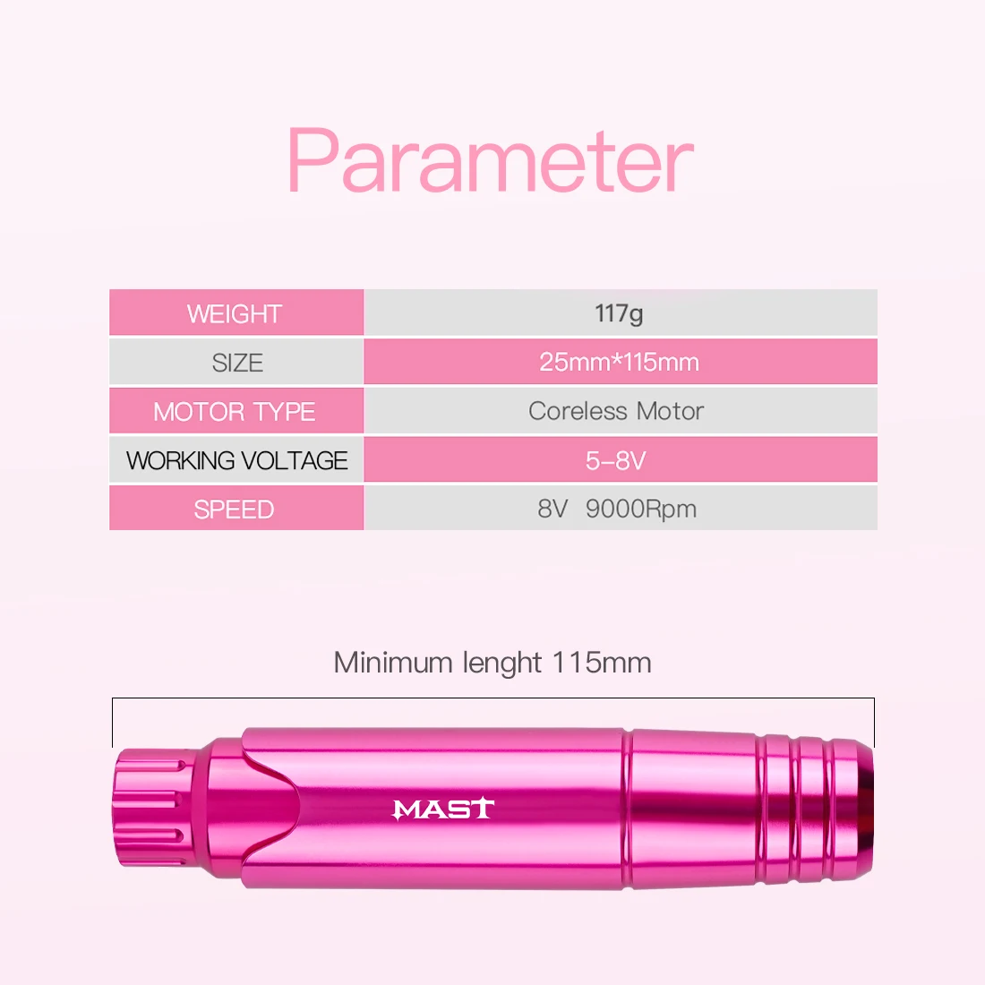 Mast P10 Multiple Colors Rotary Coreless Motor Micro Blading Tattoo Machine For Permanent Makeup Pink