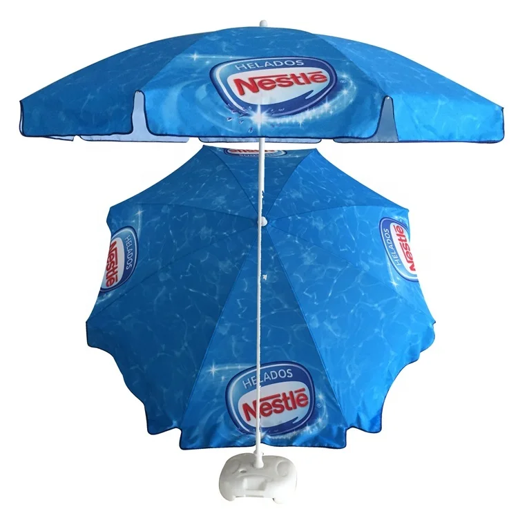 2024 New Products Commercial Outdoor Umbrella Polyester White And Blue Big Sea Umbrella For Beach