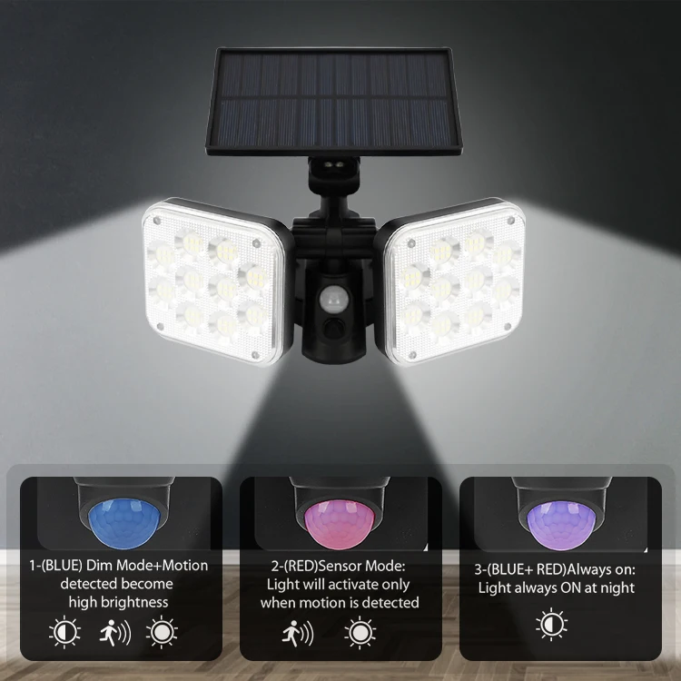 
Bright outdoor waterproof led Security Lights Motion Sensor Rotatable Dual Head Wall Lamps Solar garden solar light 