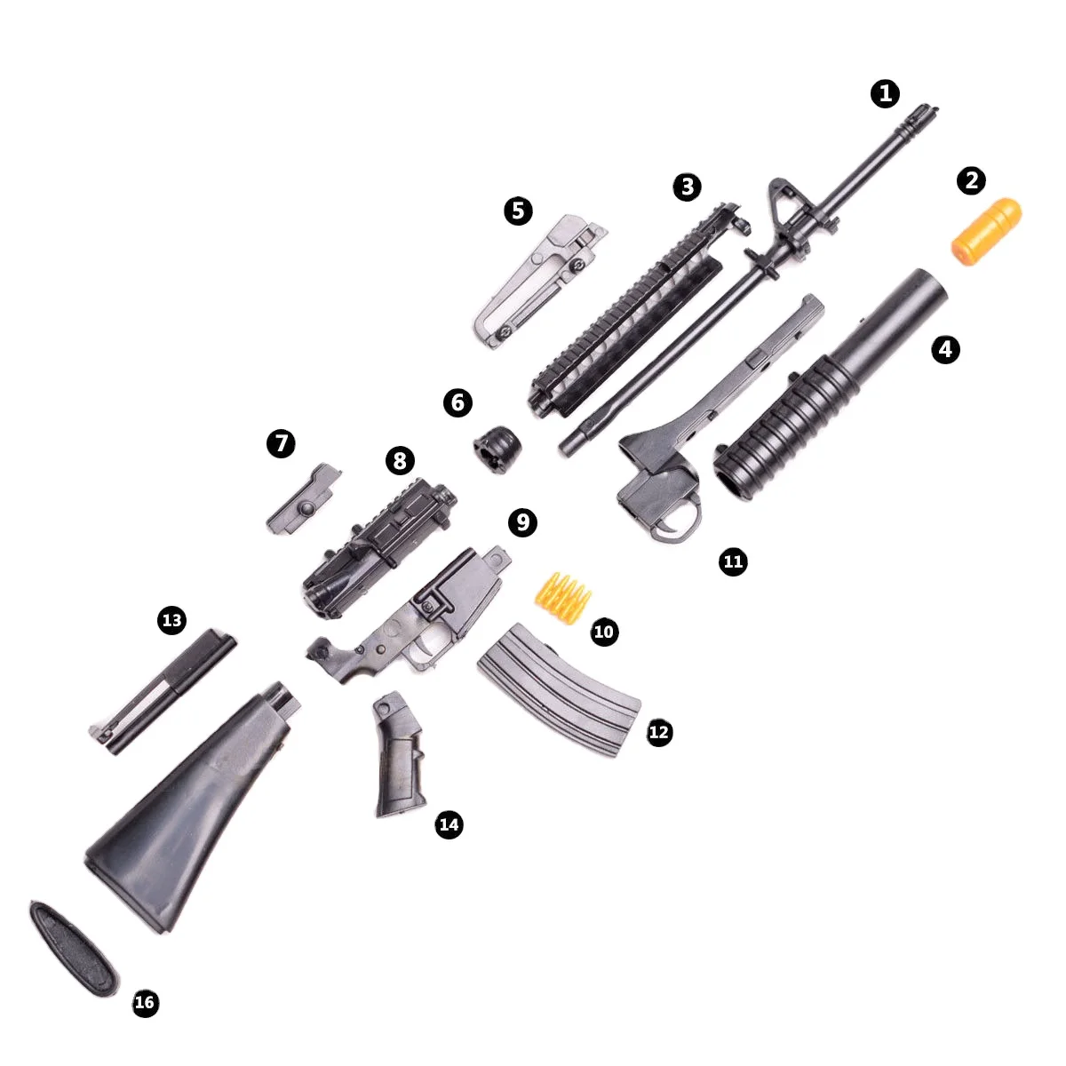 1/6 Scale M16A4  Rifle Gun Assemble Model Toys Puzzles Building Bricks Toy Model  For Action Figure