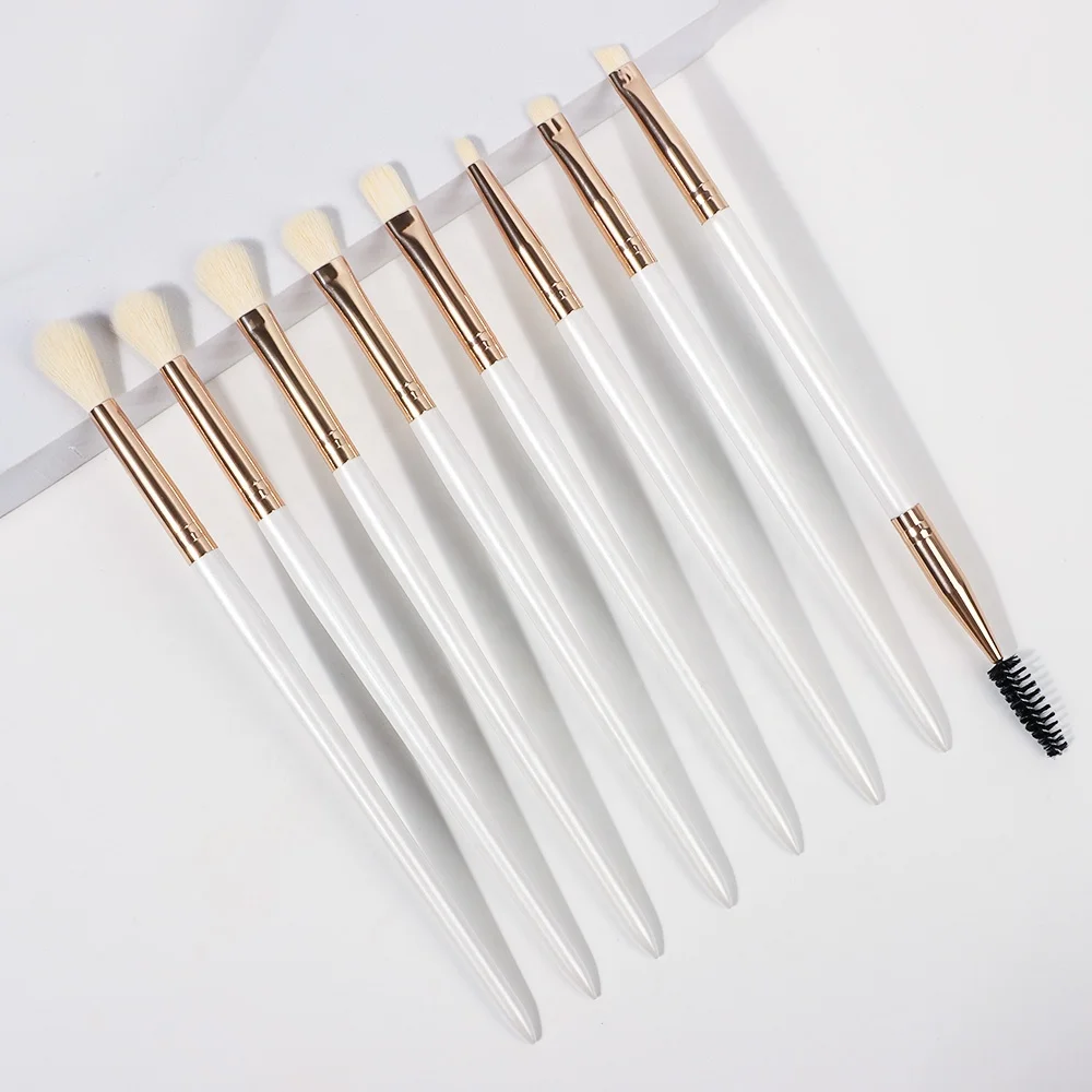 2024 New Style Wholesale Eyeshadow Soft 8 pcs Buy Cosmetic White Eye Wood Synthetic Custom Makeup Brush Set