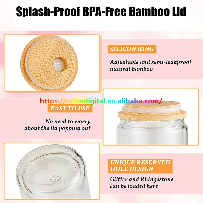 USA Warehouse 16oz 16 oz Pre Drilled Hole Clear Double Walled DIY Glitter Blank Sublimation Snow Globe Snowglobe Beer Glass Can