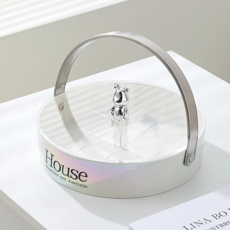 OSBORN Hot Selling Ceramic Dessert Tray Basket Dried Dry Fruit Plate Lace Candy Plate With handle