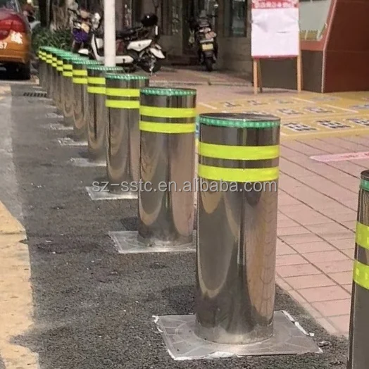 Retractable parking hydraulic rising bollard automatic bollard with light