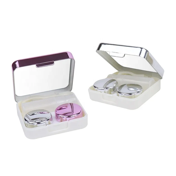 Customized simple  beautiful contact lens portable case convenient carry lenses box lovely contact cases