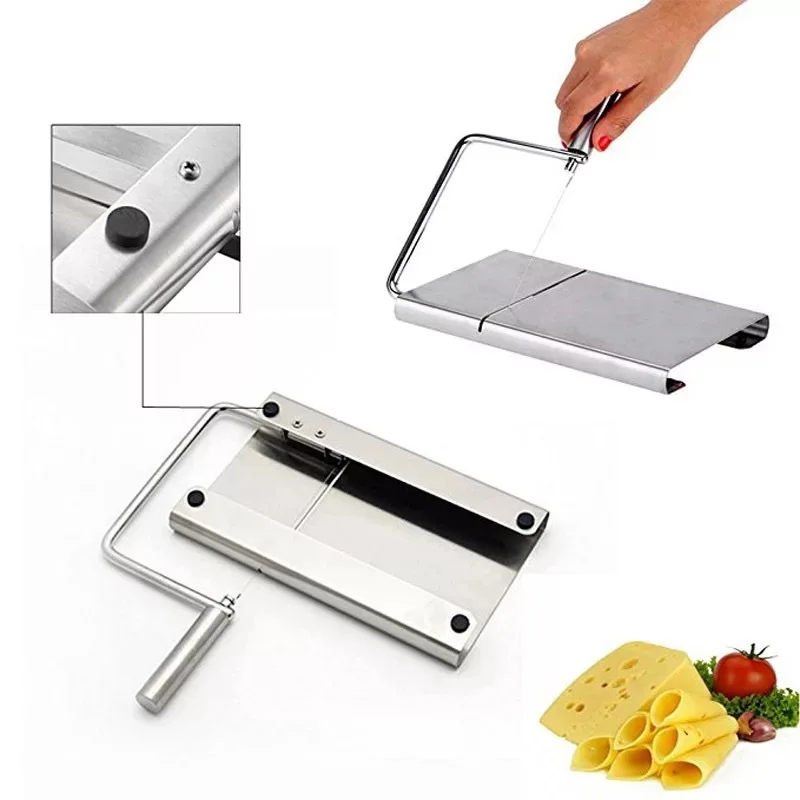 Portable multifunctional Stainless Steel Wire Cheese Slicer  Cheese Cutting Board And 4 Pieces Knife Set