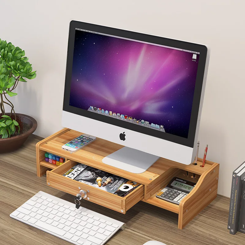 DIY  Adjustable Wood Monitor Stand Riser Bamboo Monitor Riser for Computer, Laptop, Printer, Desk Organizer