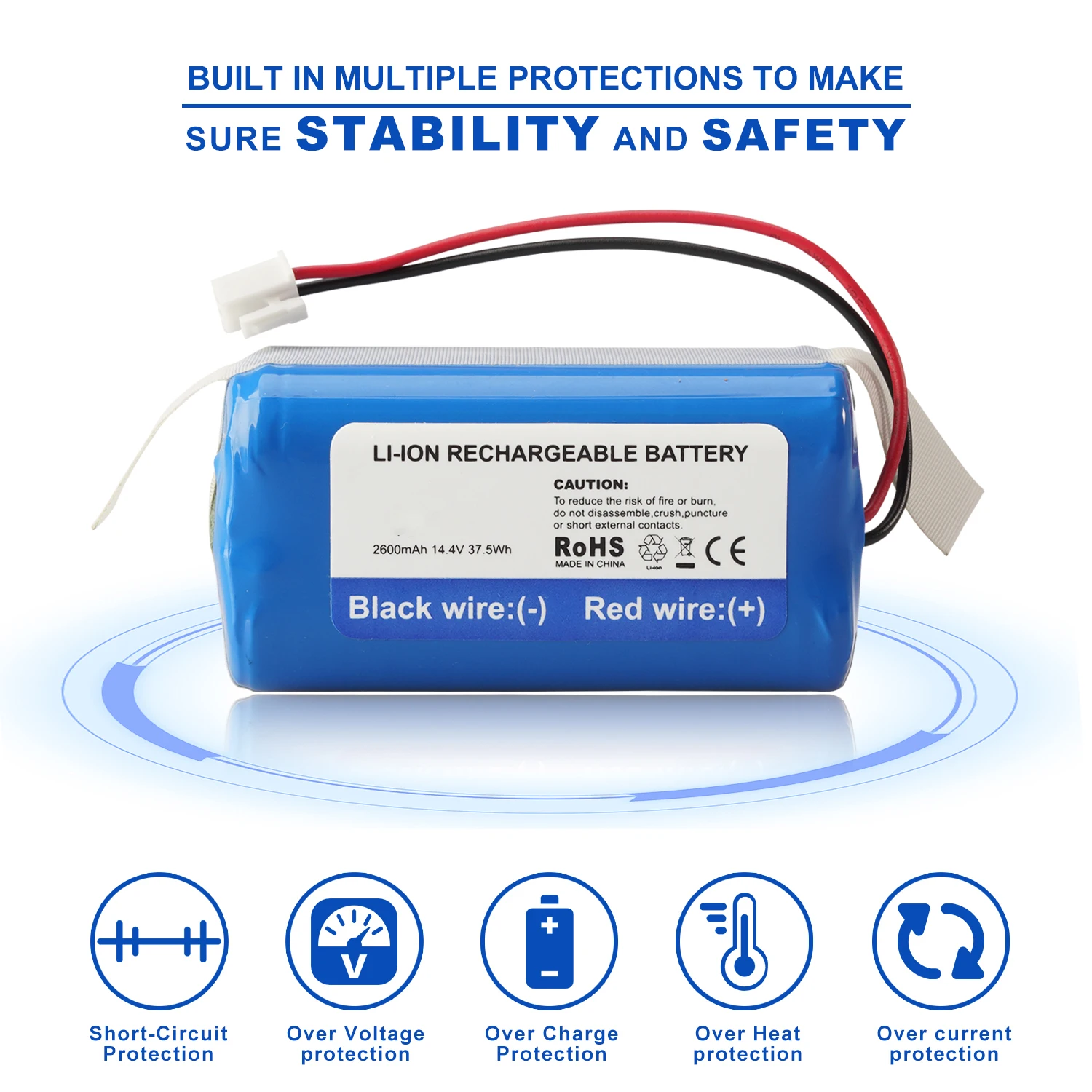 14.4V 2600mAh Replacement Shark RVBAT850 Battery for Vacuum Cleaner