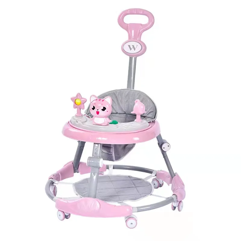 2022 Hot sale cheapest factory multifunction foldable round plastic safety baby walker with seat and music 4 in 1 for tall baby