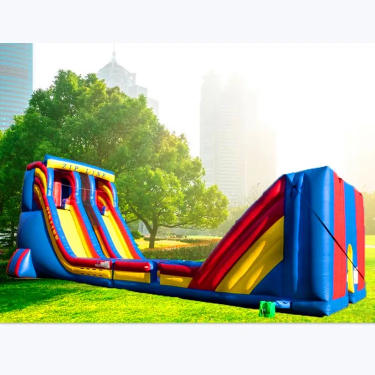 Giant Commercial PVC Tarpaulin Sports Game Inflatable Zip Line Inflatable Water Slide