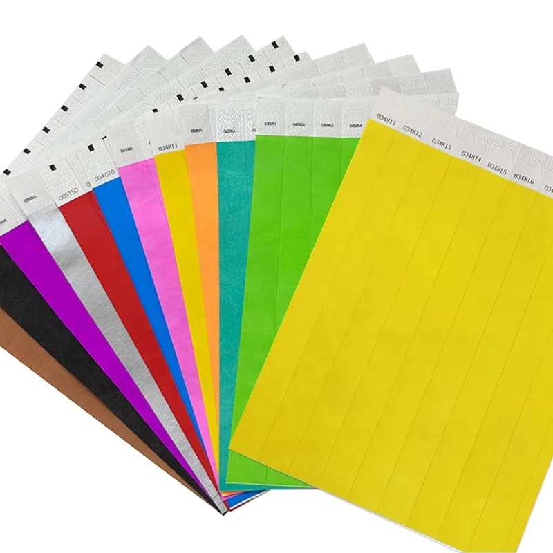 25*250mm Blank Tyvek Wristbands Solid Color Printable Waterproof Paper Tyvek Bracelets Wrist Band