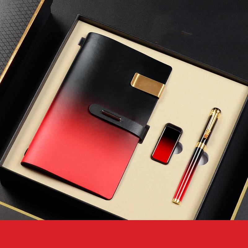 2022 New A5 Hardcover Magnet Closed Buckle Notebook Pu Leather Notebook And Pen Stationery Set