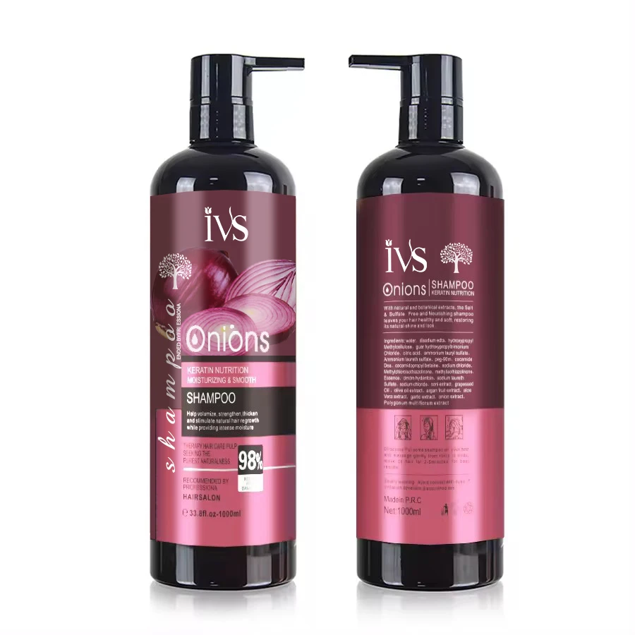 IVS Private Label Natural Keratin Organic Hair Care Products Anti Loss Hair Growth Clear Onion Shampoo And Conditioner Set