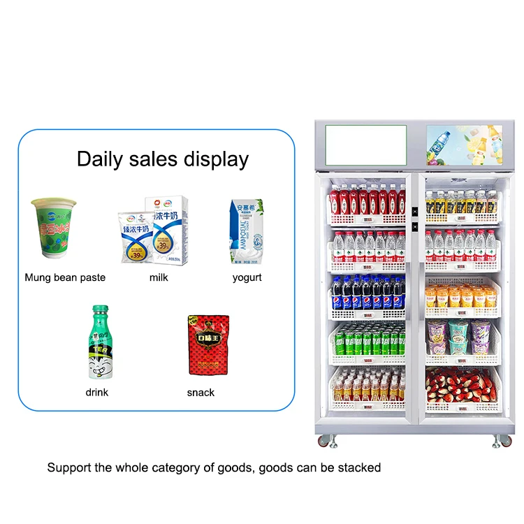 Touchscreen vending machine for snack and beverage bottles at manufacturer Intelligent fresh locker self-service vending machine