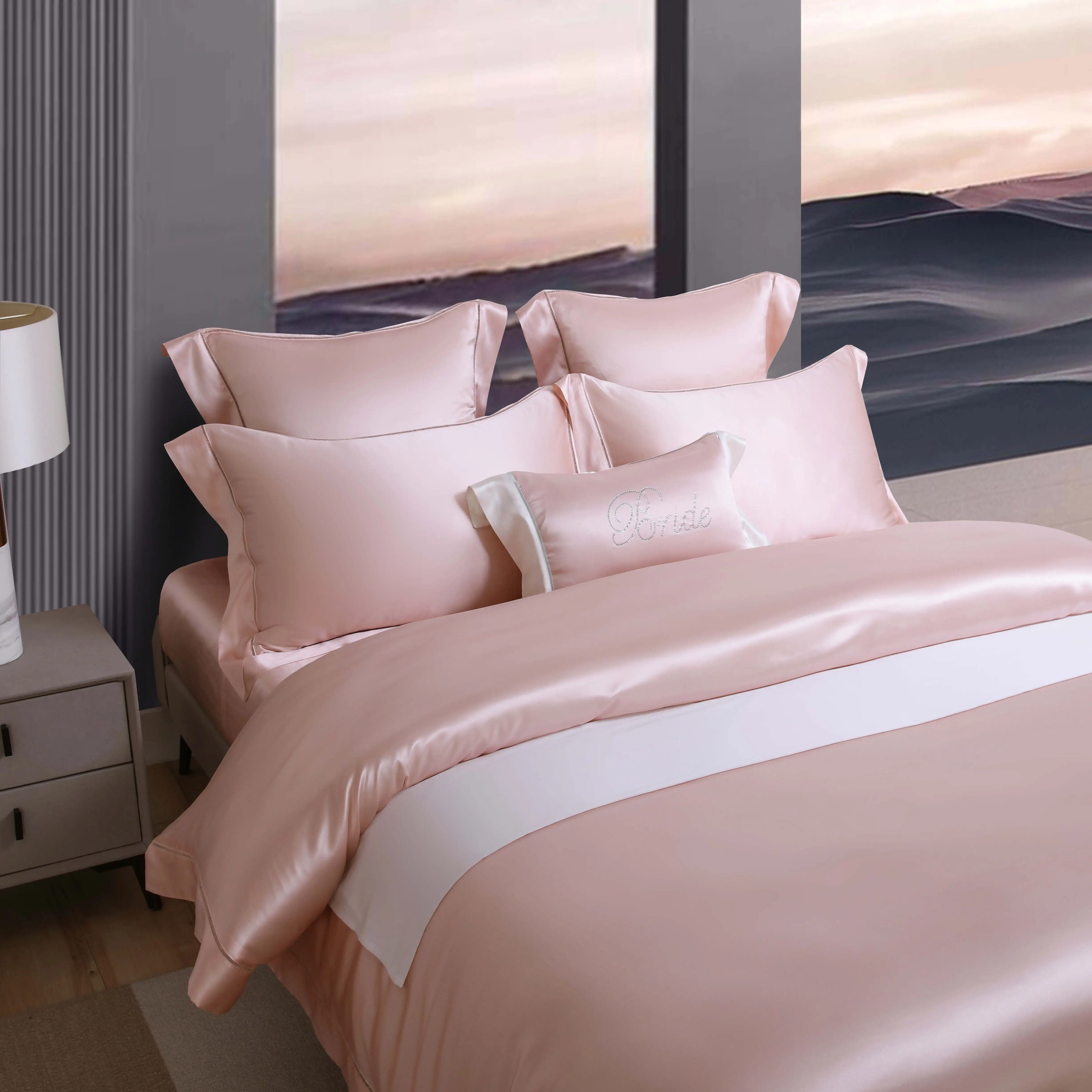 Luxury New Dream Series Ice Silk Washed 100% Mulberry Silk Bedding Four-piece Set Bed Sheet Bedsheets Comforter Duvet Cover