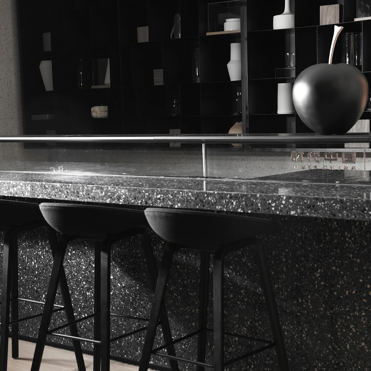 Concrete terrazzo slab modern black pattern design terrazzo table countertop artificial stone for outdoor