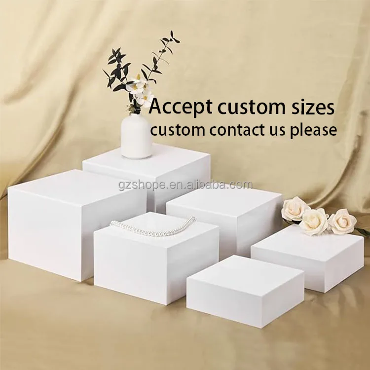 SHP Plinths Display Set Acrylic Food Risers White Buffet  Display Acrylic Stand For Food Acrylic Display Table